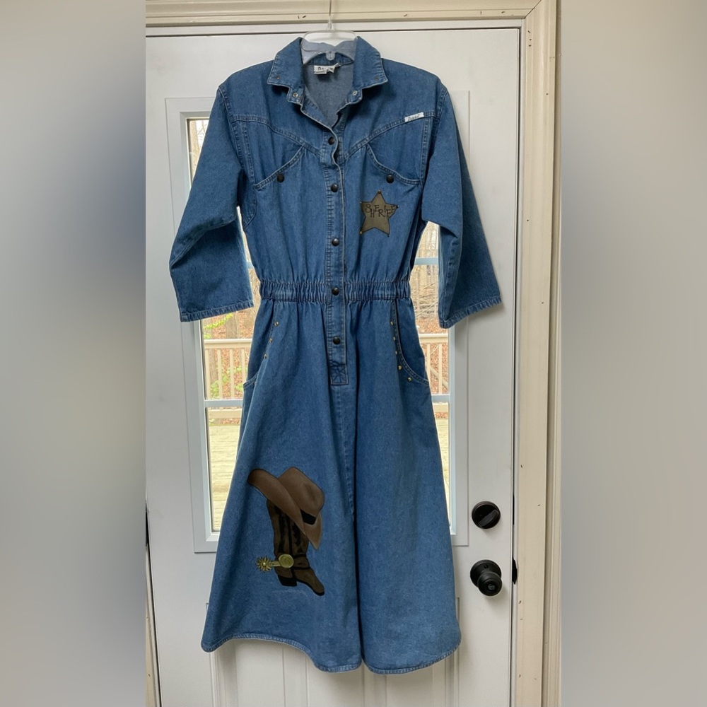 Western Embellished Denim Dress Size M